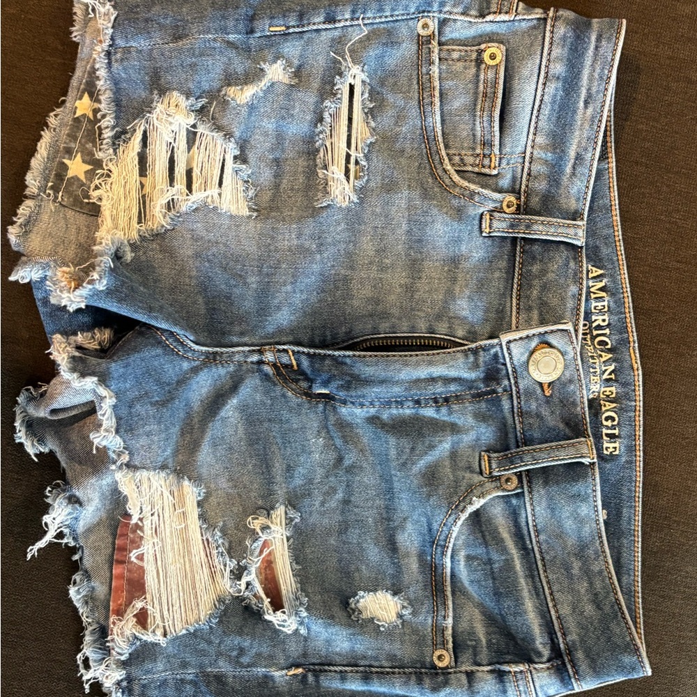 American Eagle Outfitters Ripped Blue Denim Shorts